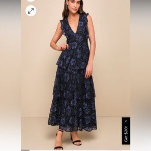 Lulus Black and Blue Midi-Dress